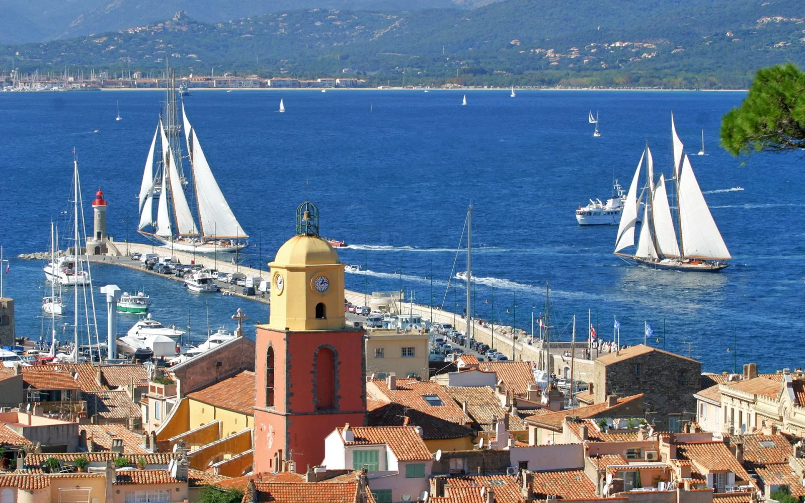 Classic yachts racing off Saint-Tropez during Les Voiles regatta